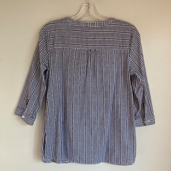 TALBOTS Black & White Checkered Tunic Top Women's Size Medium Petite - Picture 2 of 6